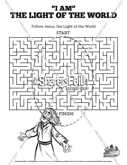 John 8 Light Of The World Bible Mazes Thumbnail Showcase