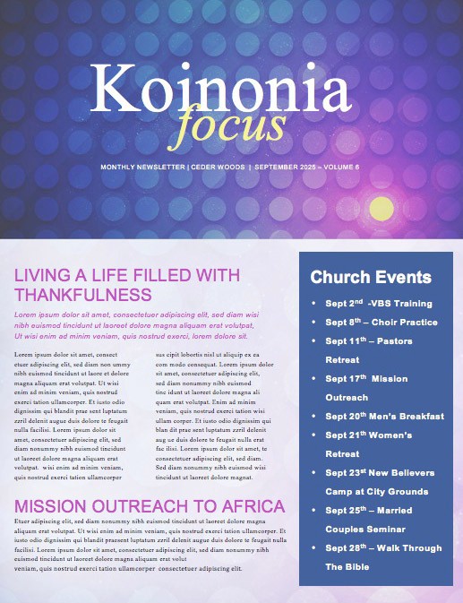 Set Apart Church Newsletter Template