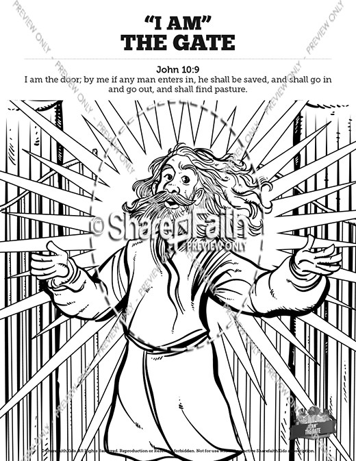 John 10 I am the Door Sunday School Coloring Pages Thumbnail Showcase