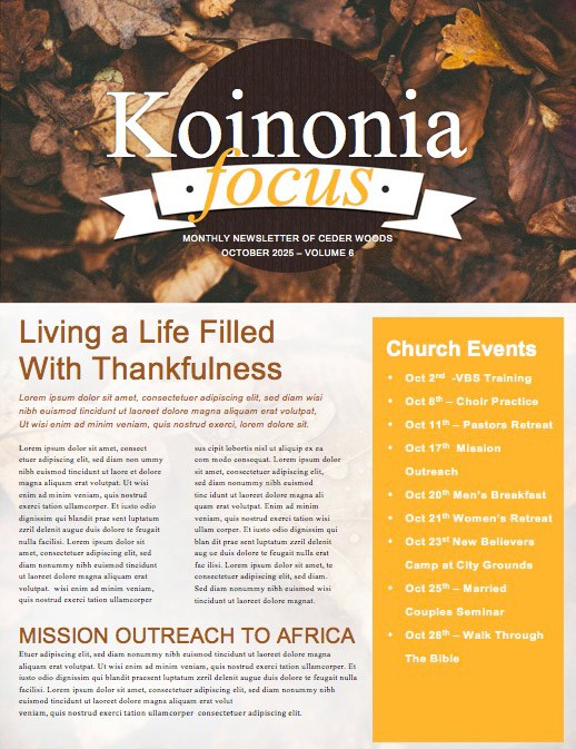 Pastor Appreciation Fall Newsletter Template