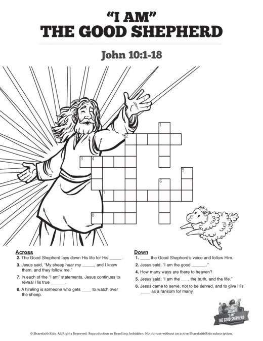 John 10 The Good Shepherd Sunday School Crossword Puzzles Thumbnail Showcase