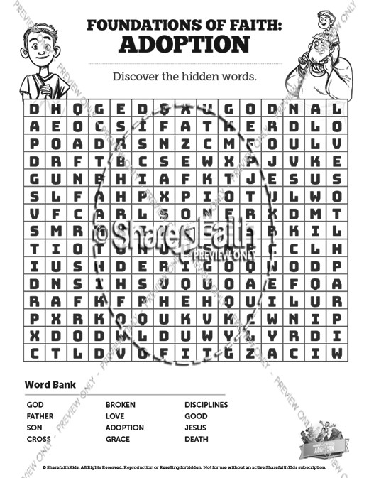 Romans 8 Adoption Bible Word Search Puzzles Thumbnail Showcase