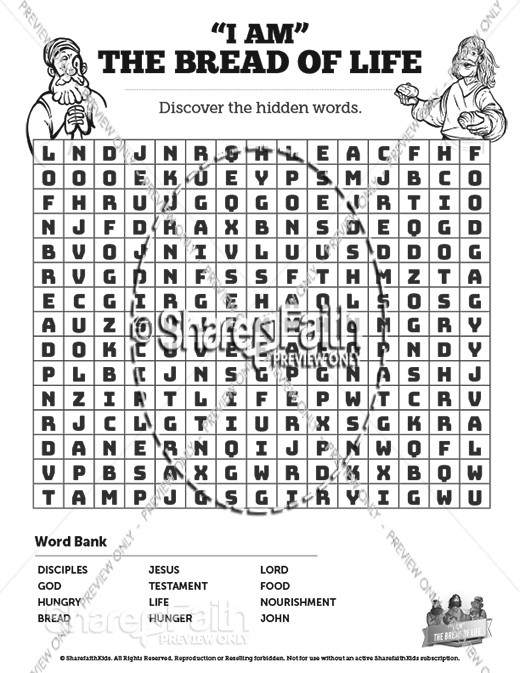 John 6 Bread of Life Bible Word Search Puzzles