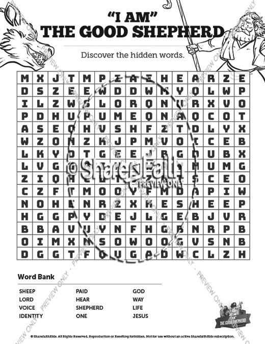 John 10 The Good Shepherd Bible Word Search Puzzles Thumbnail Showcase