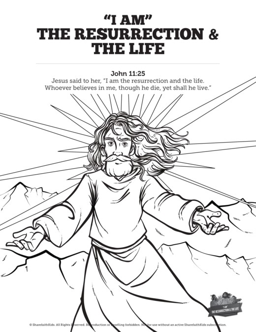 John 11 I am the Resurrection and the Life Sunday School Coloring Pages Thumbnail Showcase