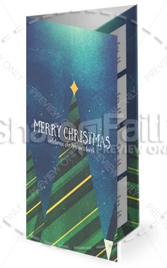 Merry Christmas Tree Church Trifold Bulletin Thumbnail Showcase