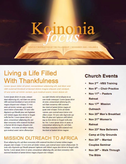 The Word of God Bible Church Newsletter
