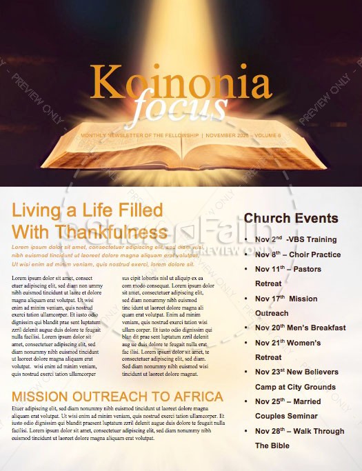 The Word of God Bible Church Newsletter Thumbnail Showcase