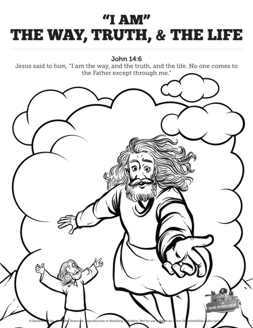 John 14 The Way the Truth and the Life Sunday School Coloring Pages Thumbnail Showcase
