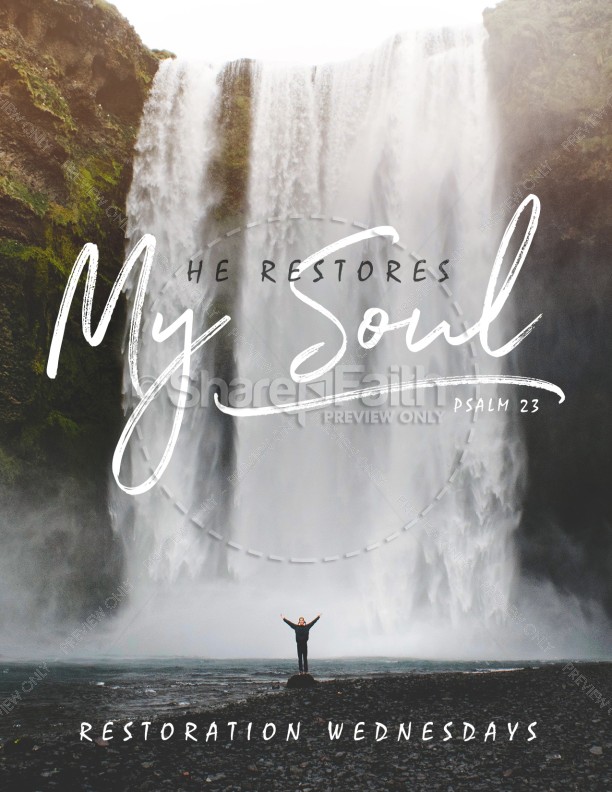He Restores My Soul Church Flyer Thumbnail Showcase