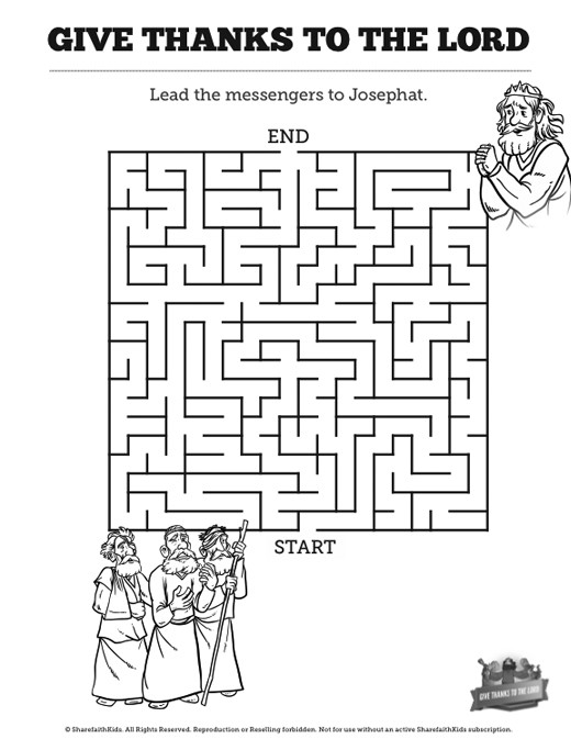 2 Chronicles 20 Give Thanks to the Lord Bible Mazes | Sharefaith Kids