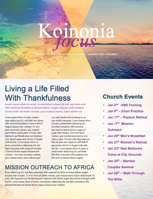 New Year New Me Church Newsletter