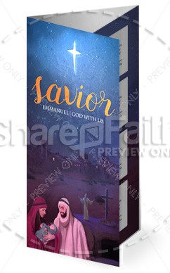 A Savior is Born Christmas Church Trifold Bulletin Thumbnail Showcase