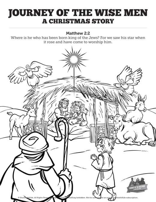 Matthew 2 Journey of the Wise Men: The Magi Christmas Story Sunday School Coloring Pages Thumbnail Showcase