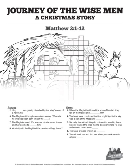 Matthew 2 Journey of the Wise Men: The Magi Christmas Story Sunday School Crossword Puzzles Thumbnail Showcase