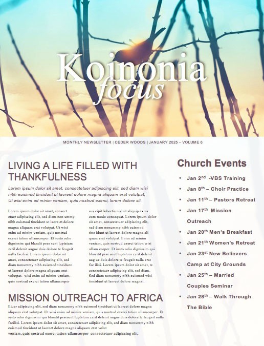 Free At Last Church Newsletter