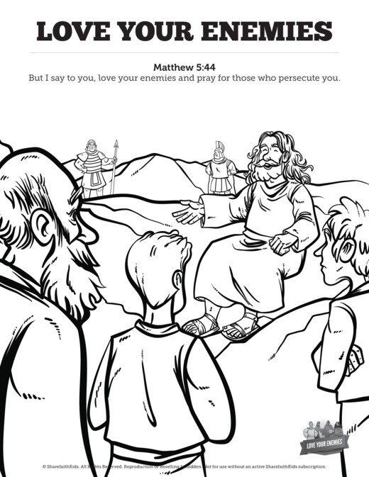 Matthew 5 Love Your Enemies Sunday School Coloring Pages | Sharefaith Kids