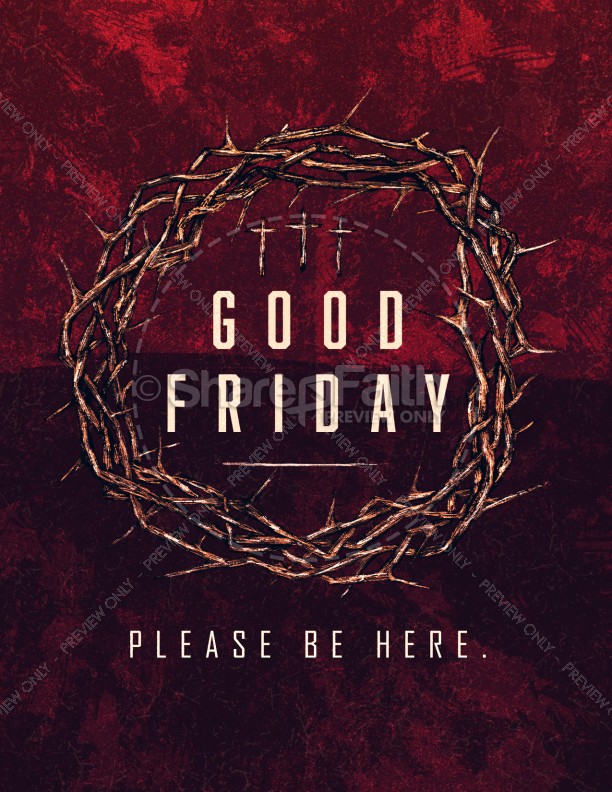 Good Friday Cross and Crown Church Flyer Thumbnail Showcase