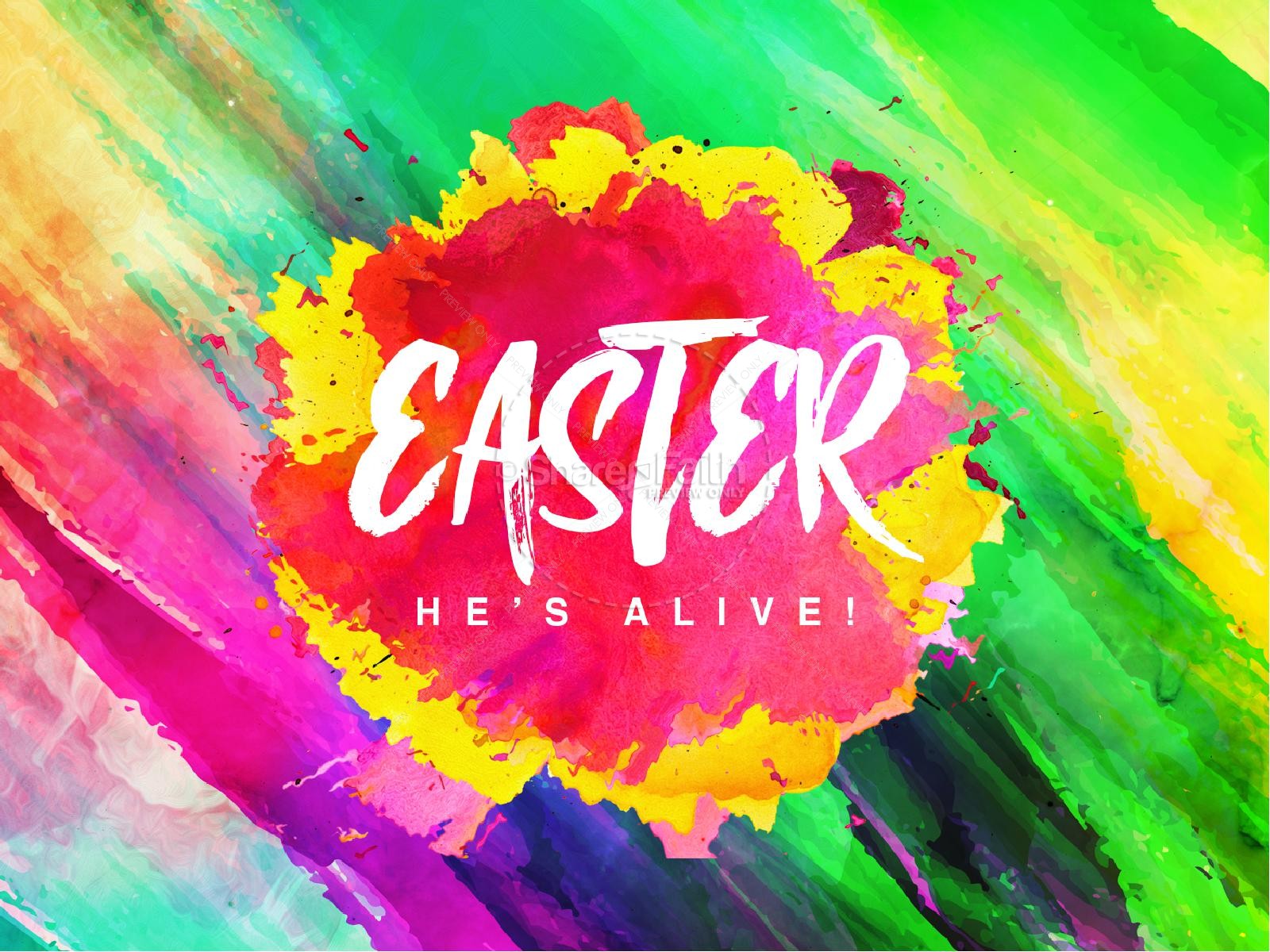 Easter Paint Splash Church PowerPoint Thumbnail 1