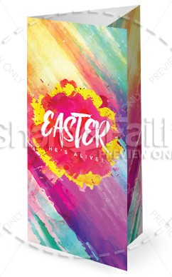 Easter Paint Splash Church Trifold Bulletin Thumbnail Showcase