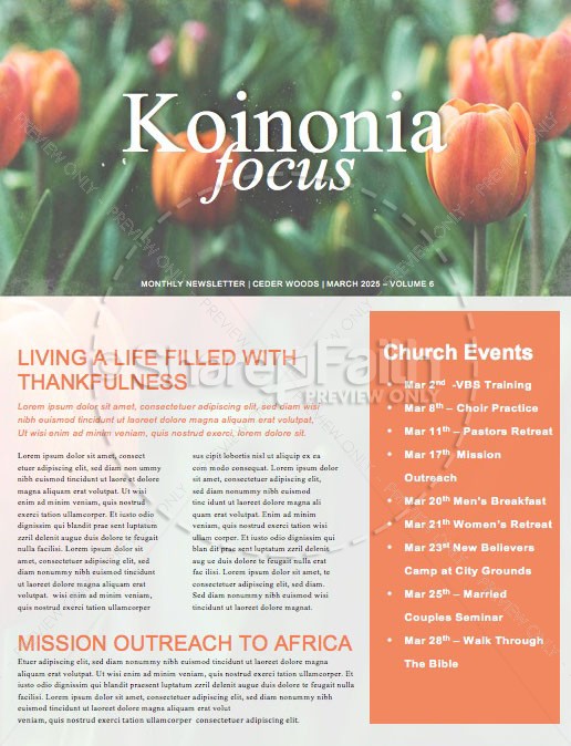 Spring Forward Tulip Church Newsletter Thumbnail Showcase