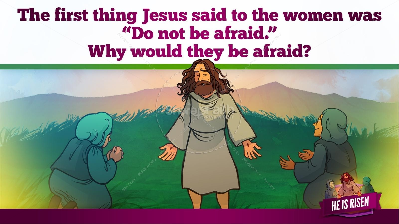 Matthew 28 He Is Risen Easter Kids Bible Lesson | slide 33