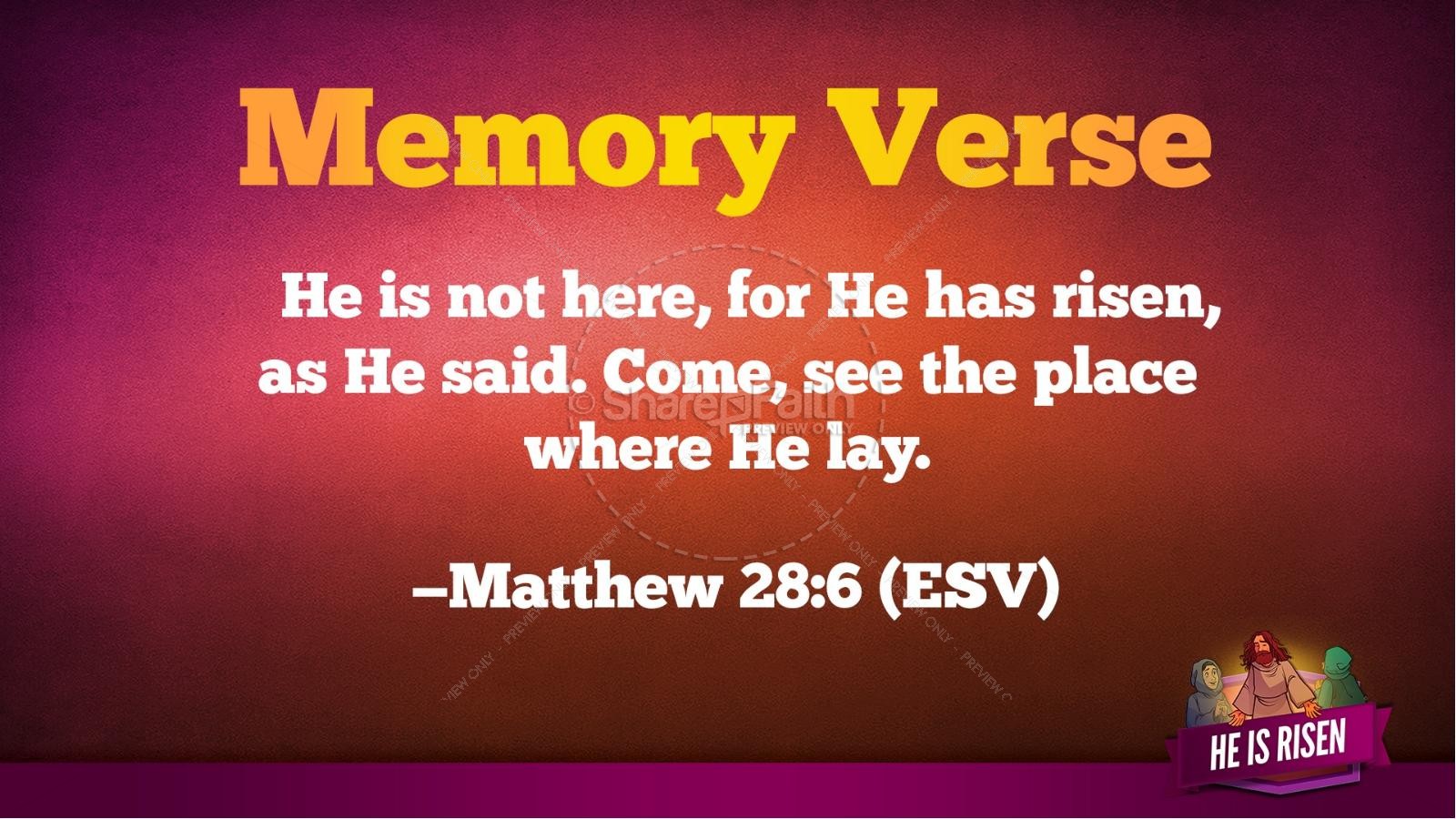 Matthew 28 He Is Risen Easter Kids Bible Lesson | slide 39