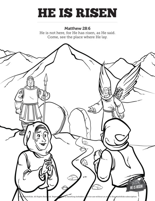 Matthew 28 He Is Risen Easter Sunday School Coloring Pages Thumbnail Showcase