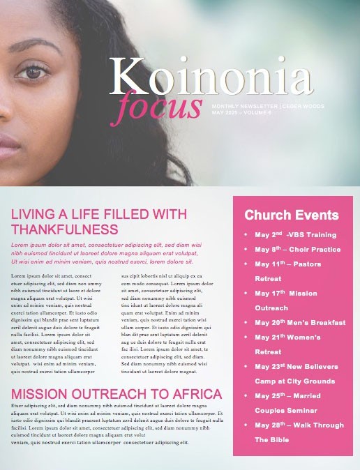 Being Mom Mother's Day Church Newsletter