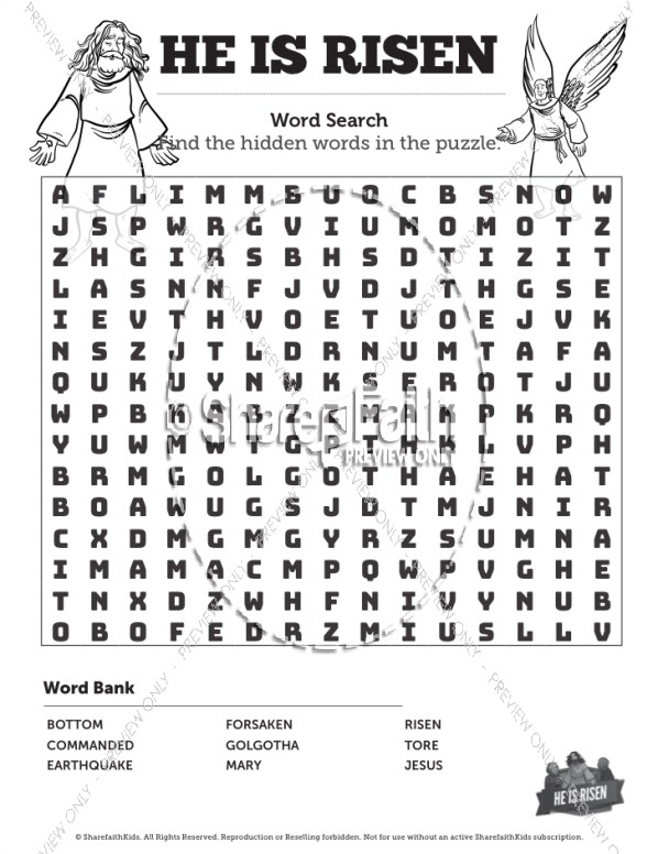 Matthew 28 He Is Risen Easter Bible Word Search Puzzles