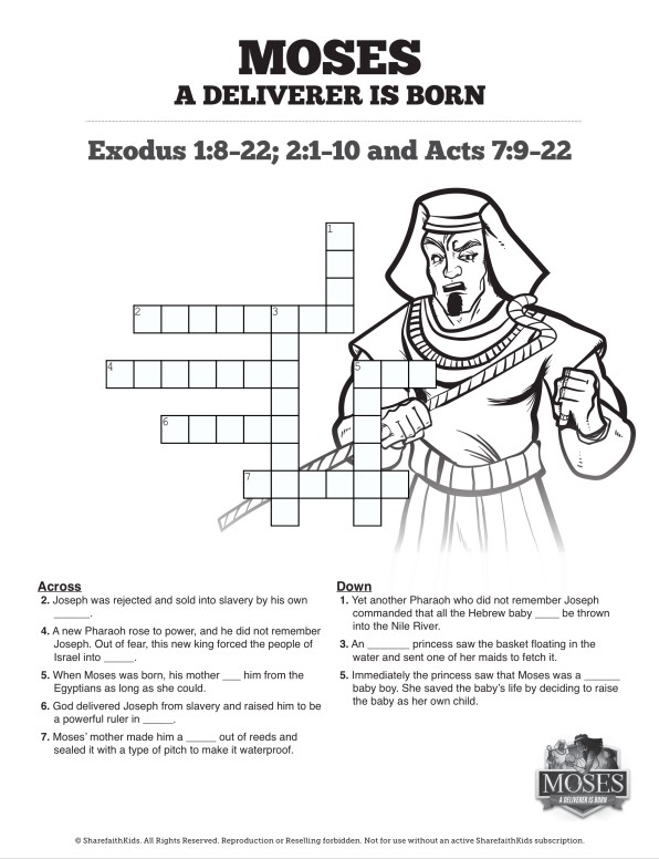Exodus 2 Baby Moses Sunday School Crossword Puzzles Thumbnail Showcase