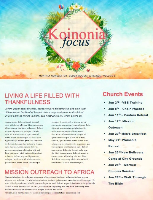 Summer Events Church Newsletter