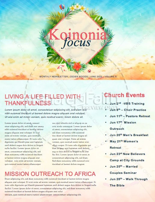 Summer Events Church Newsletter Thumbnail Showcase