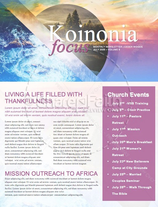 Holy Living Church Newsletter Template Thumbnail Showcase