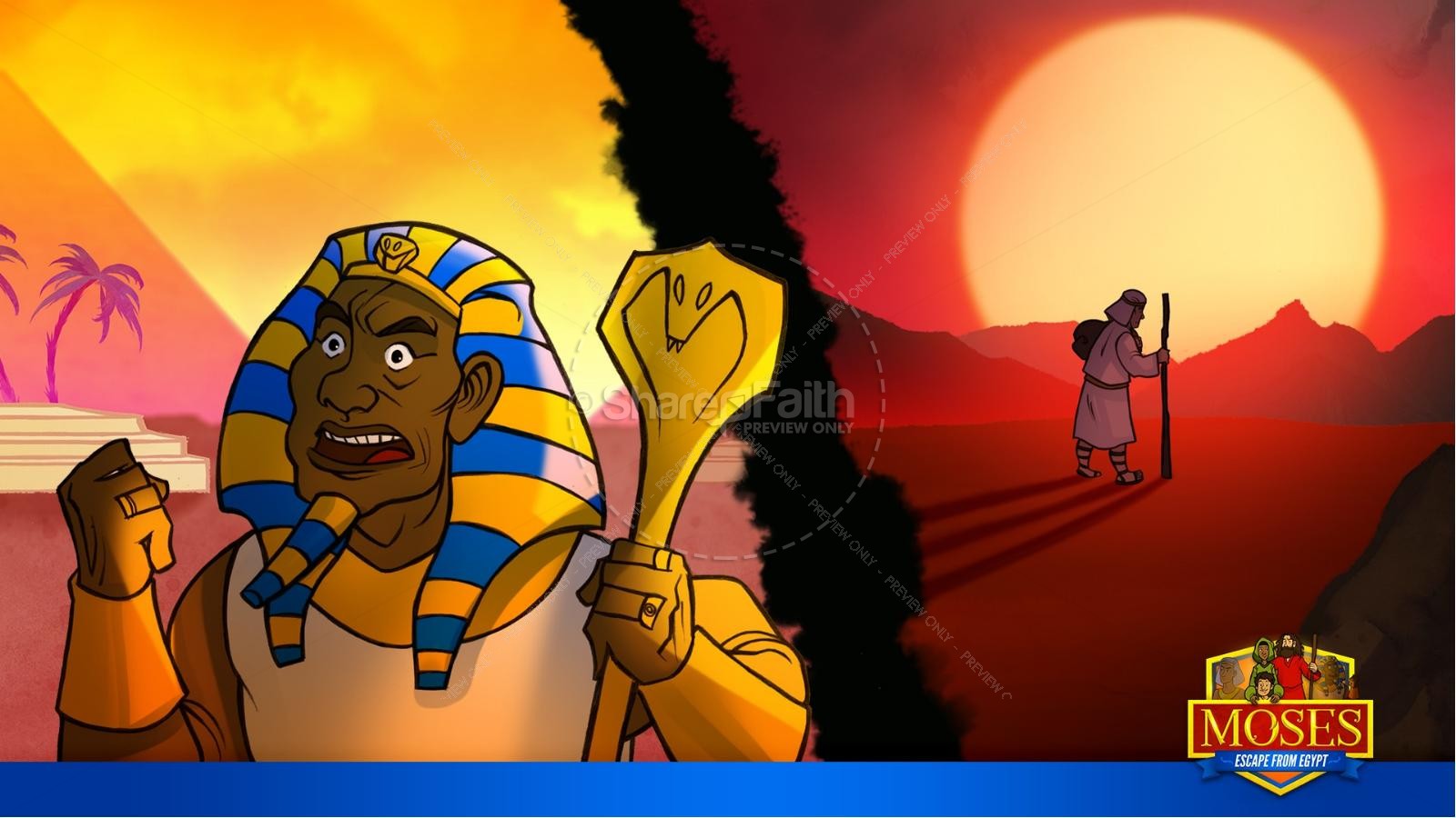 Exodus 2 Moses Escapes From Egypt Kids Bible Story | slide 26