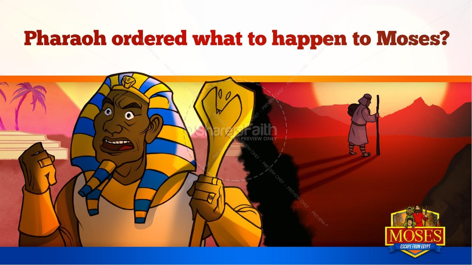 Exodus 2 Moses Escapes From Egypt Kids Bible Story | slide 27