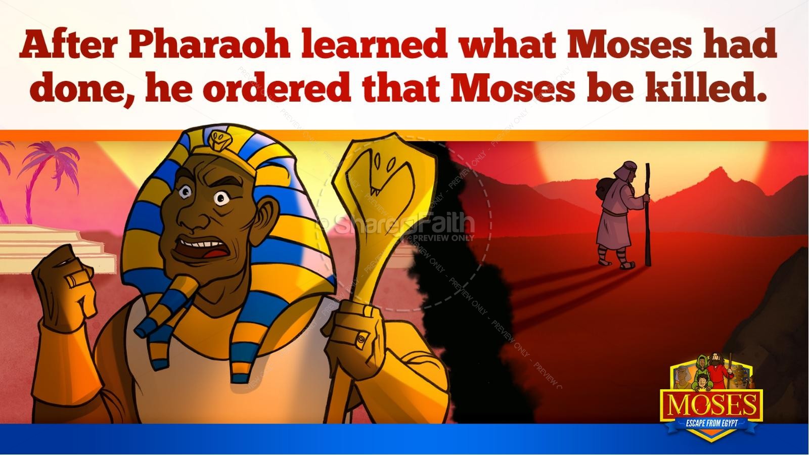 Exodus 2 Moses Escapes From Egypt Kids Bible Story | slide 28