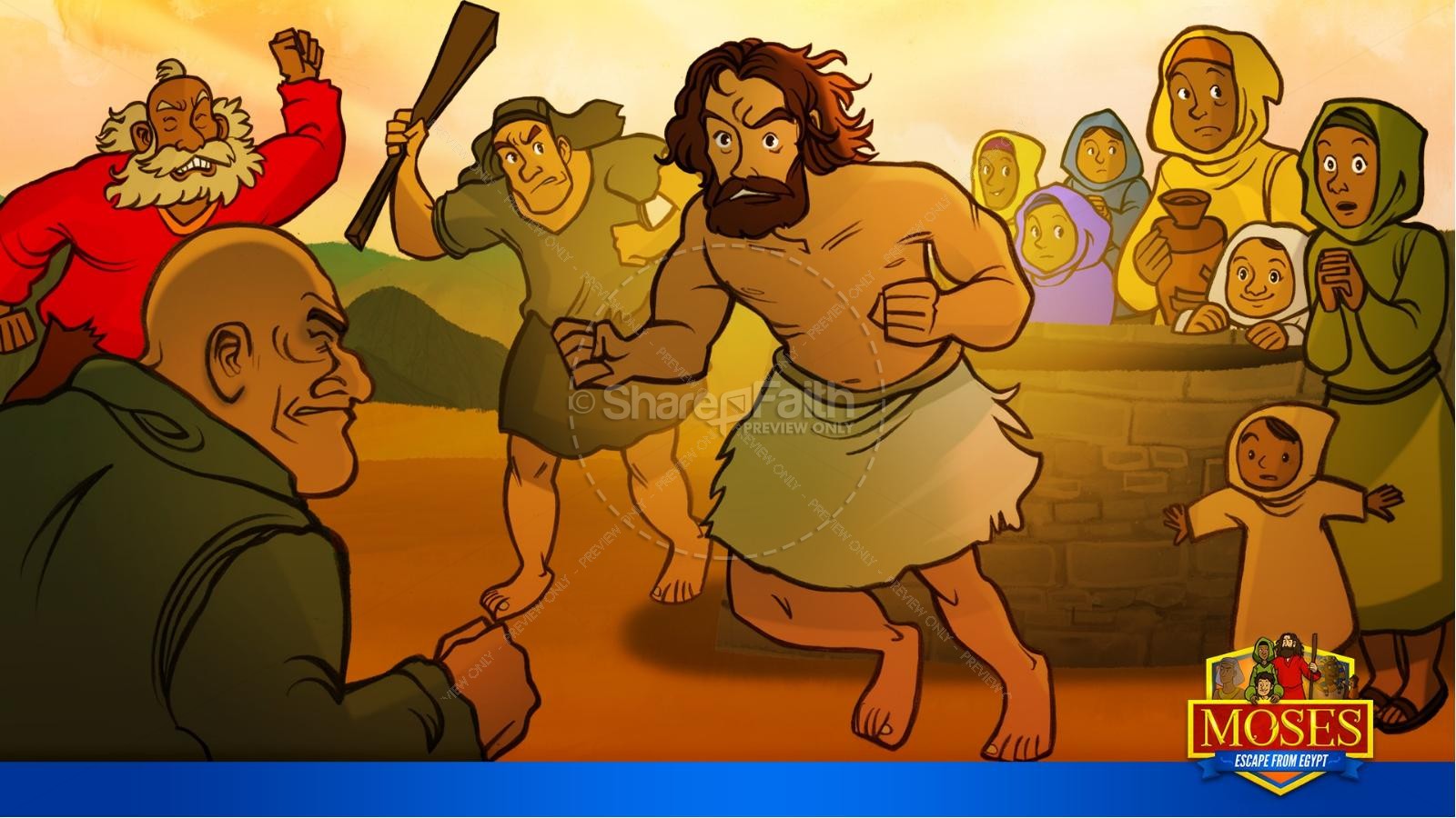 Exodus 2 Moses Escapes From Egypt Kids Bible Story | slide 30