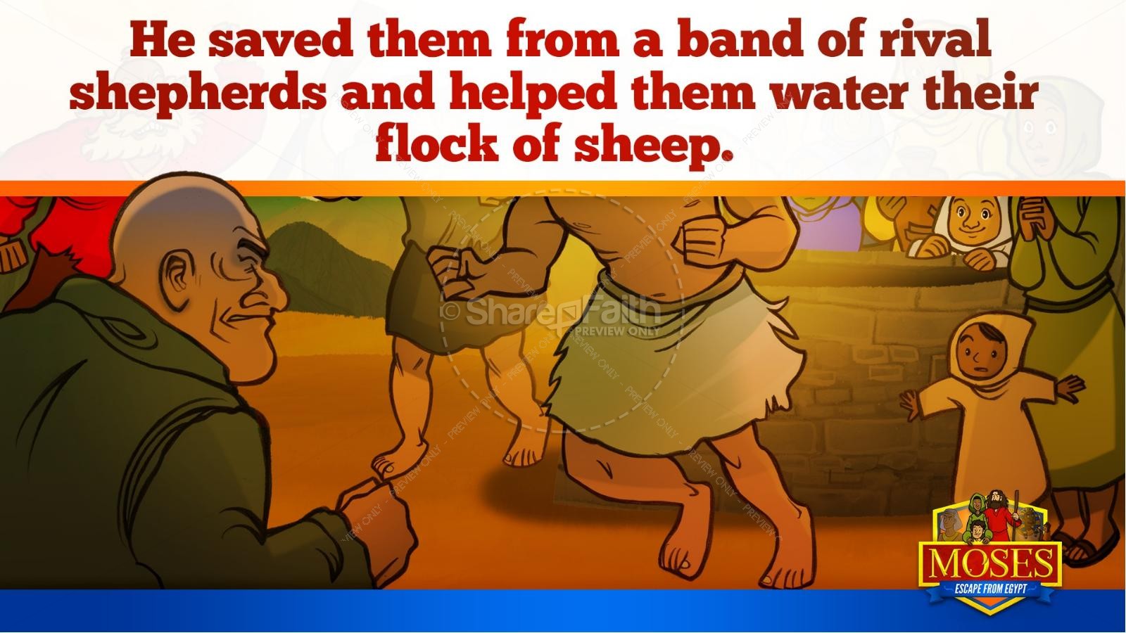 Exodus 2 Moses Escapes From Egypt Kids Bible Story | slide 32