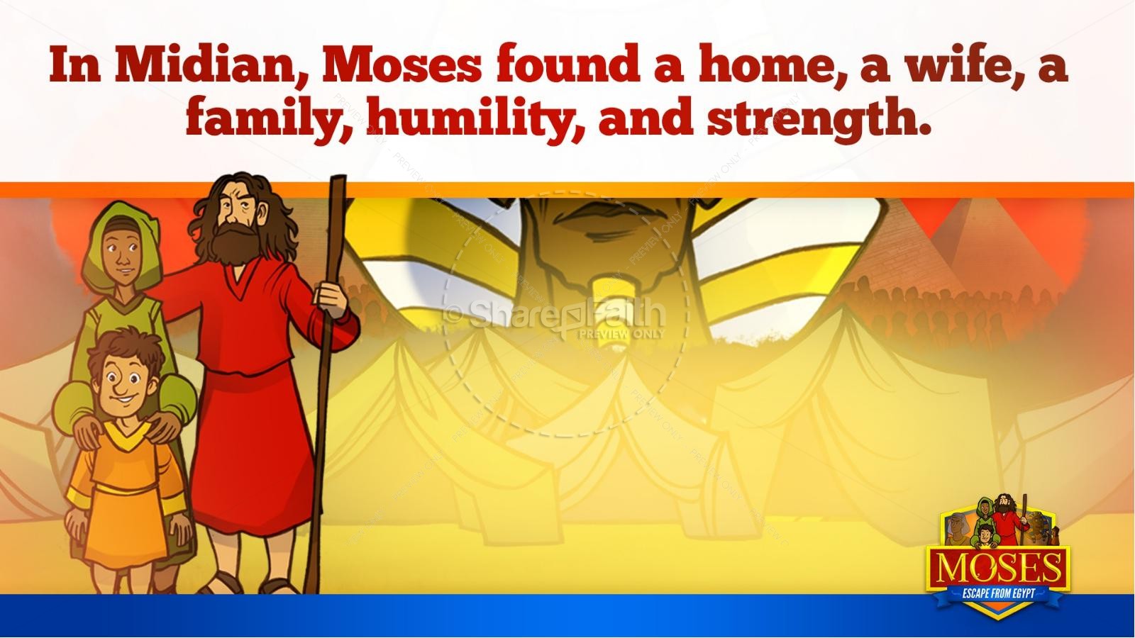 Exodus 2 Moses Escapes From Egypt Kids Bible Story | slide 36