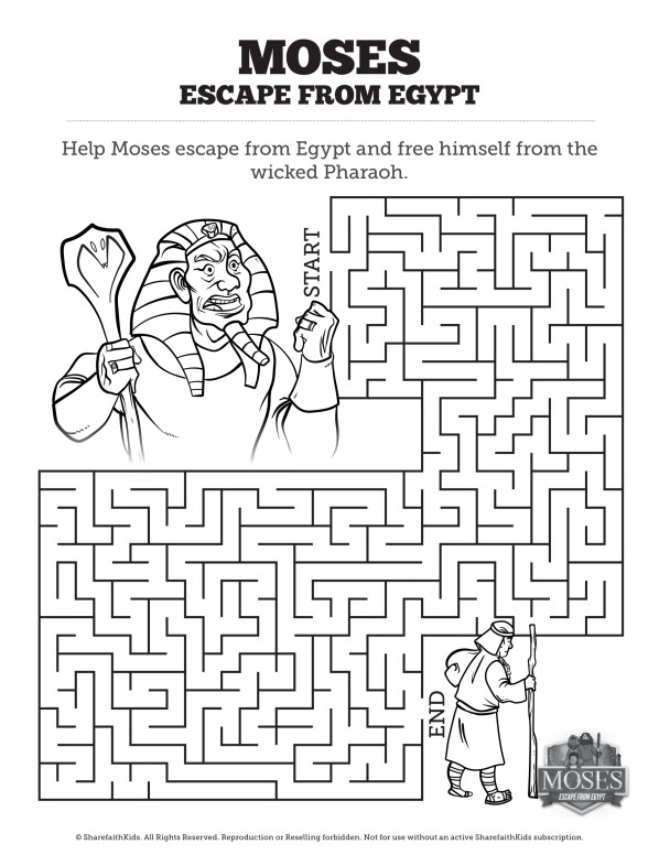 Exodus 2 Moses Escapes From Egypt Bible Mazes Thumbnail Showcase