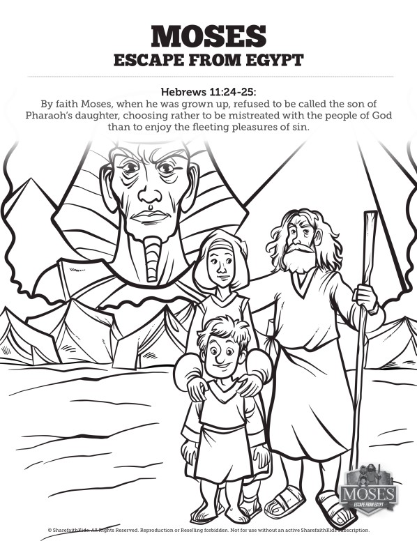 Exodus 2 Moses Escapes From Egypt Sunday School Coloring Pages Thumbnail Showcase