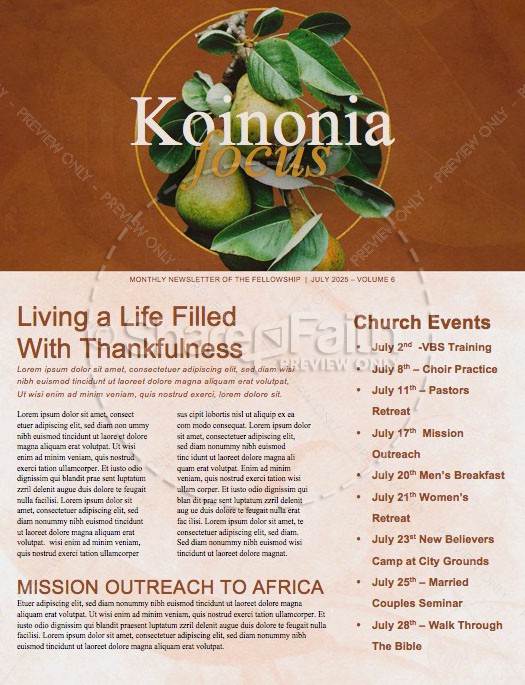 First Fruits Church Newsletter Template Thumbnail Showcase