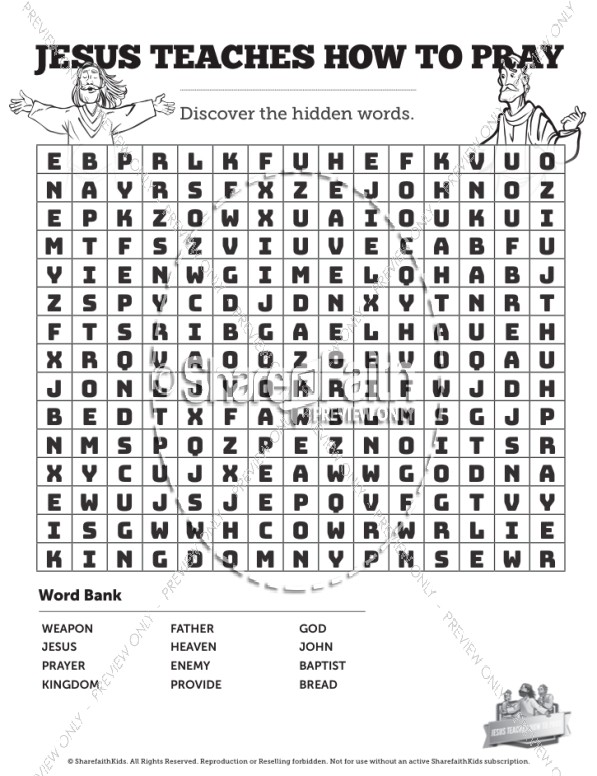The Lord's Prayer Bible Word Search Puzzles