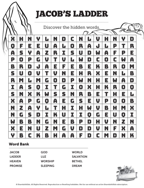 Genesis 28 Jacobs Ladder Bible Word Search Puzzles Thumbnail Showcase