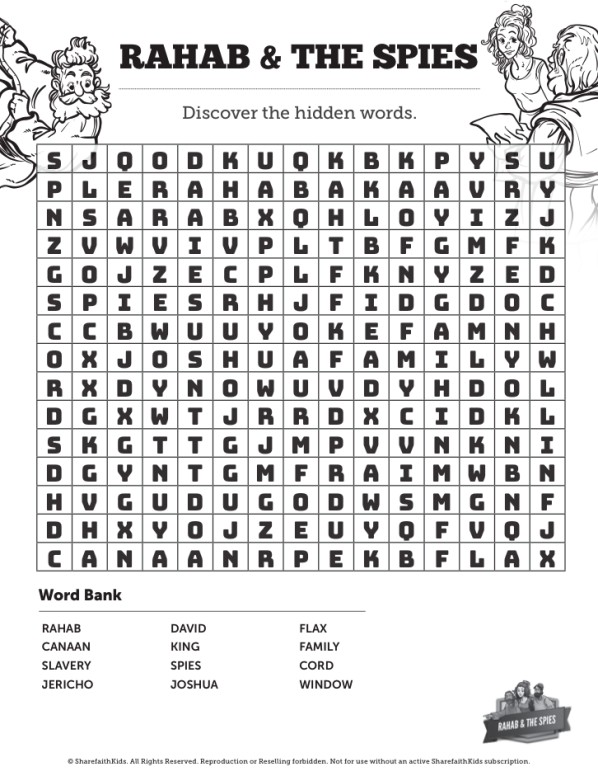 Joshua 2 The Story of Rahab Bible Word Search Puzzles Thumbnail Showcase