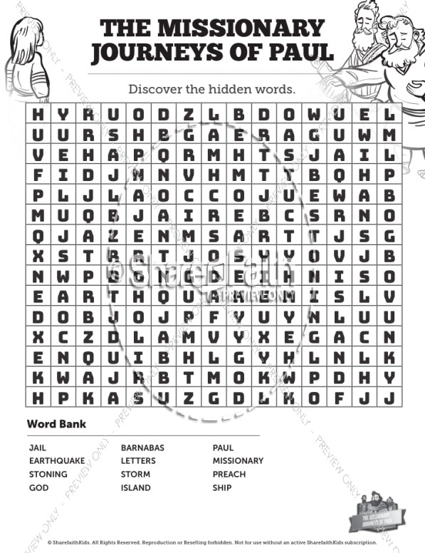 Paul's Missionary Journeys Bible Word Search Puzzles