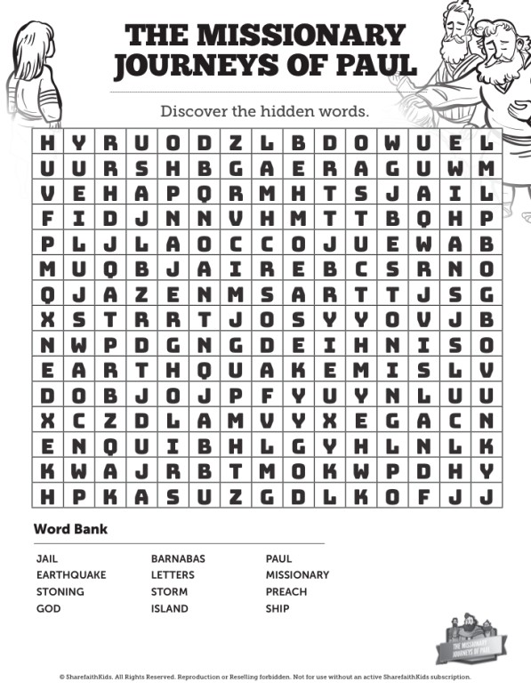 Paul's Missionary Journeys Bible Word Search Puzzles Thumbnail Showcase