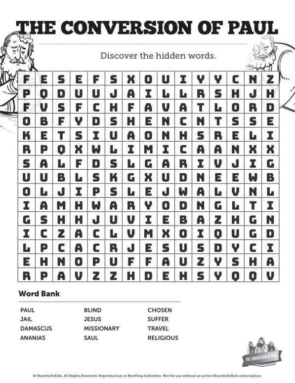 Acts 9 Paul's Conversion Bible Word Search Puzzles Thumbnail Showcase