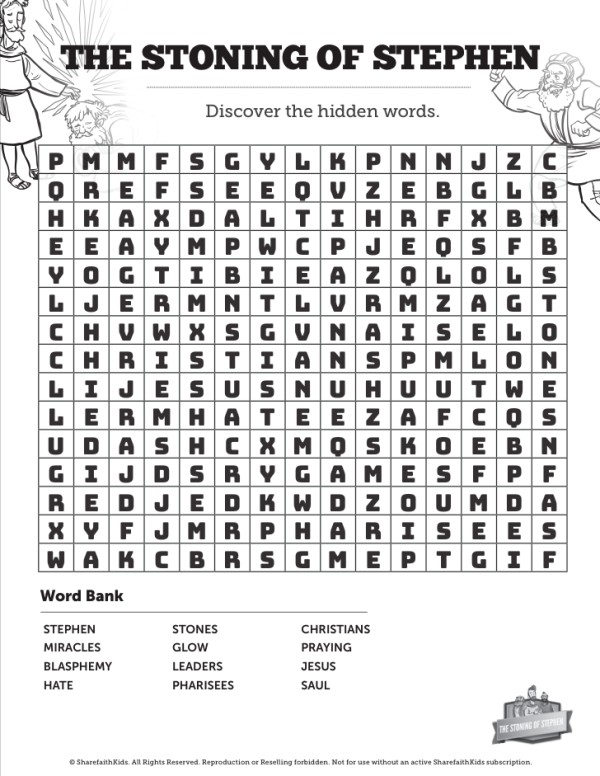 Acts 7 The Stoning of Stephen Bible Word Search Puzzles Thumbnail Showcase